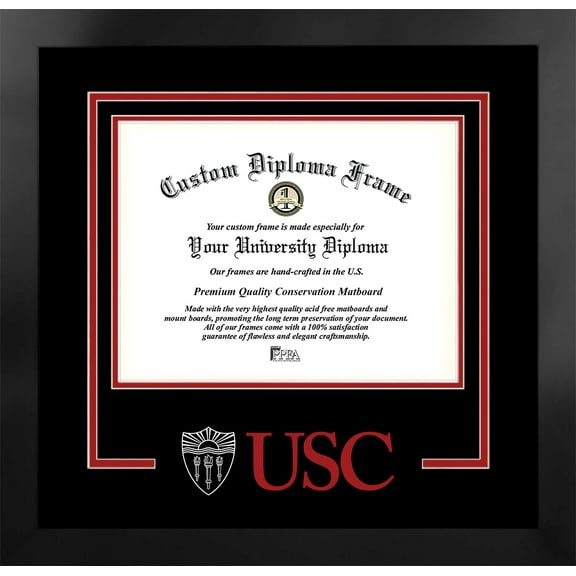 USC Trojans 11w x 8.5h Spirit Diploma Manhattan Black Frame with Bonus Campus Images Lithograph (value savings $59)