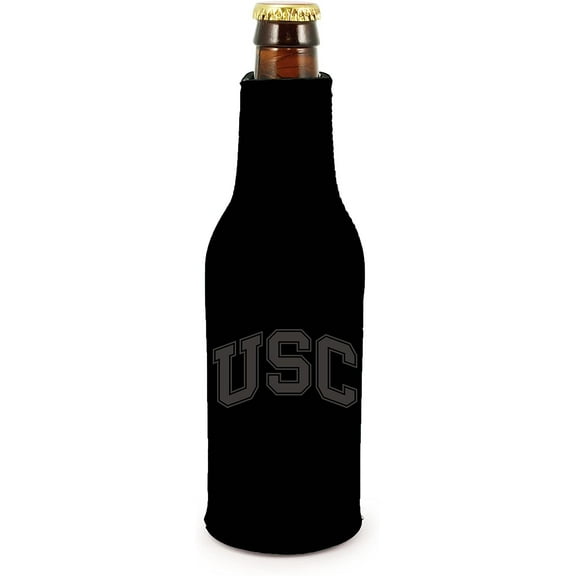 USC Trojans 2-Pack Zipper Bottle Tonal Black Beverage Insulator Neoprene Holder Cooler University of Southern California Cal