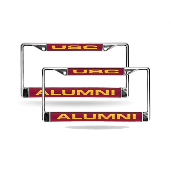 USC Trojans Alumni Chrome Metal Laser Cut License Plate Frame - Set of 2 Frames