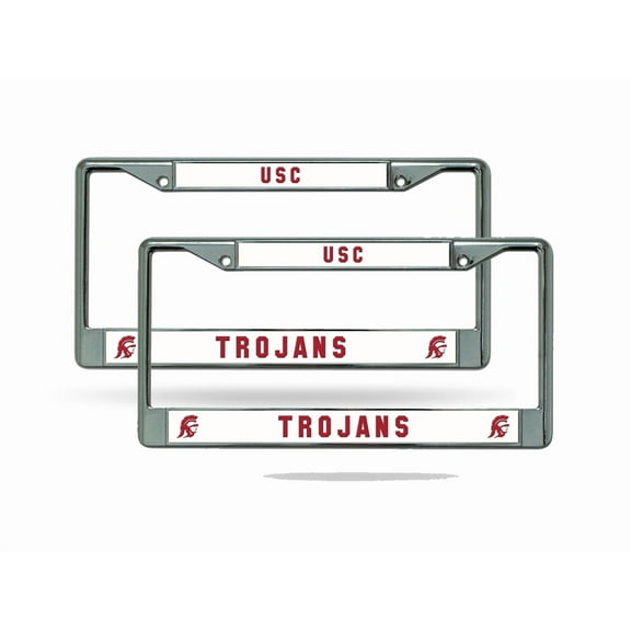 USC Trojans Chrome Metal License Plate Frame - Set of 2 Frames