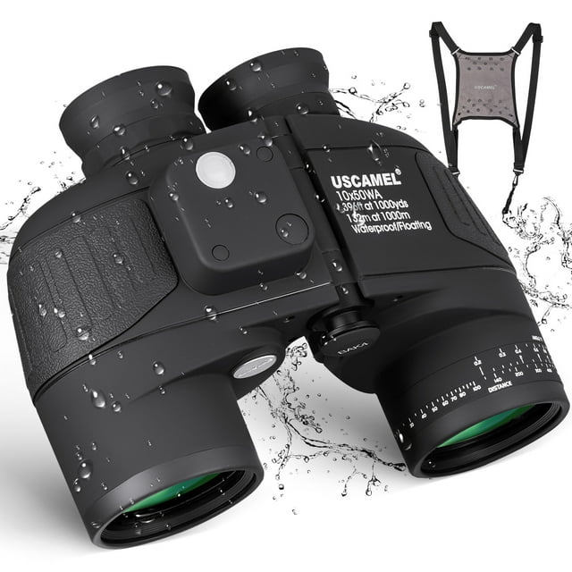 USCAMEL 10X50 Marine Binoculars for Adults, Binoculars with Rangefinder Compass, Waterproof