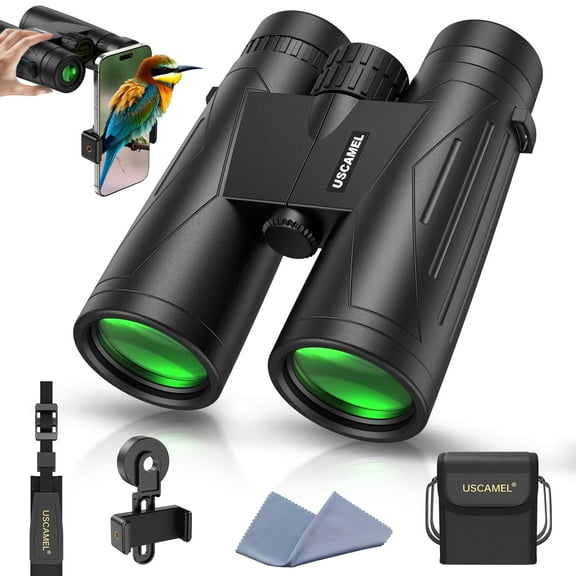 USCAMEL 12x42 Binoculars for Adults Kids, HD Binoculars Waterproof FMC BAK4 Binoculars Low Light Night Vision for Bird Watching Travel Hunting Outdoor Sports Concerts
