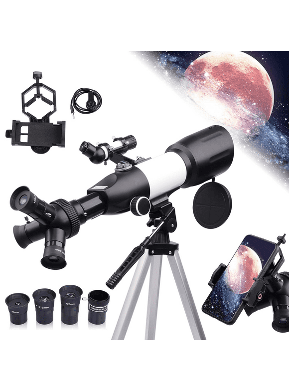 USCAMEL 70mm Aperture Telescope for Adults Beginners, 400mm Telescope for Astronomy Refractor Telescope w/Tripod 3 Rotating Eyepieces, Telescope Gift for Kids Moon Viewing