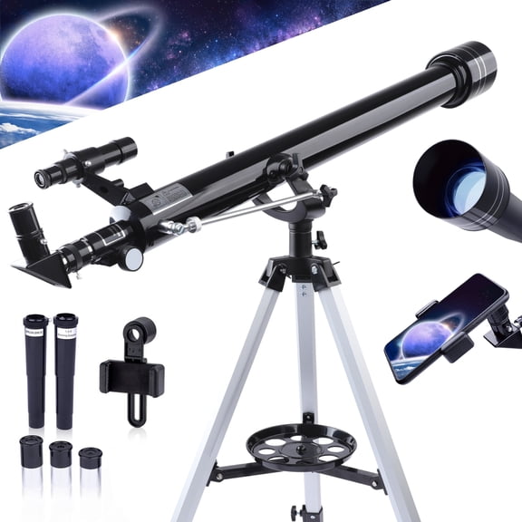 USCAMEL 900mm Telescope for Adults & Kids, 45X225X High Power 60mm Aperture Refractor Telescope, Beginner Astronomy Telescope for Moon and Planet Observation, Black
