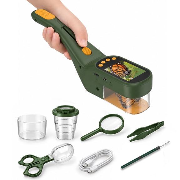 USCAMEL Kids Natural Specimen Observation Kit, 2.4" Screen Handheld Science Camera with Photo & Video Recording, Rechargeable Portable STEM Exploration Toy for Kids
