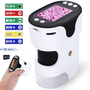Microscope for Kids Adult Adults Pocket Microscope, Handheld Microscope Toy for Adult with LED Lights SD Card, White
