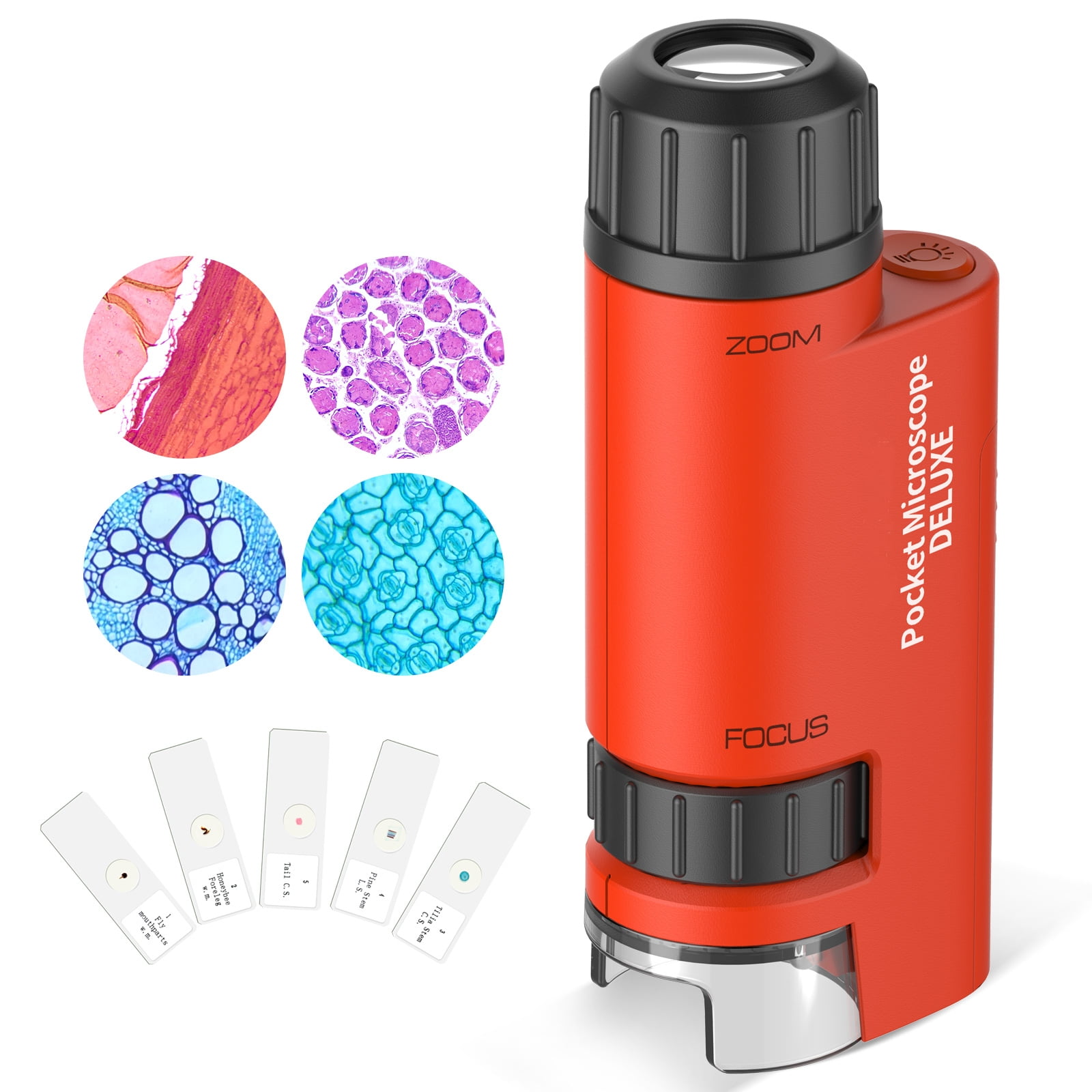 Pocket Microscope,60x-120x LED Lighted Handheld Microscope W/ 5