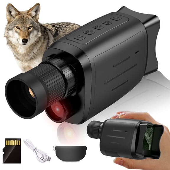 USCAMEL 2" Night Vision Monocular for Adults, 16X Digital Infrared Scope for Day and Night Darkness, 2000mAh Rechargeable Monocular for Wildlife Watching, Outdoor Activities Hunting with 8G SD Card