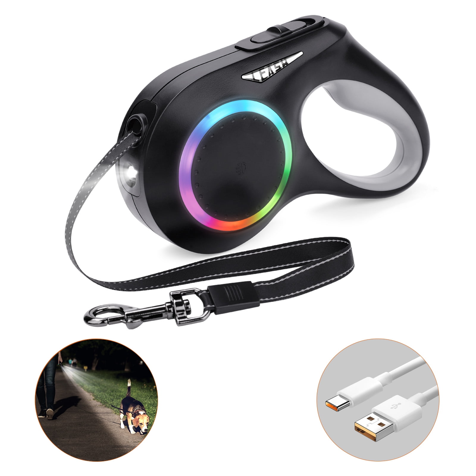 USCAMEL Retractable Dog Leash with LED Light, 16FT Dog Walking Leash for Small Dogs Medium Dogs