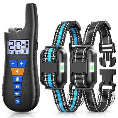 USCAMEL Shock Collar for 2 Dogs, 2 in 1 Dog Training Collar with Remote, 20 Levels Electric Dog Collar for Large Dogs, Rechargeable Waterproof with 3 Modes, Beep Vibration, Shock