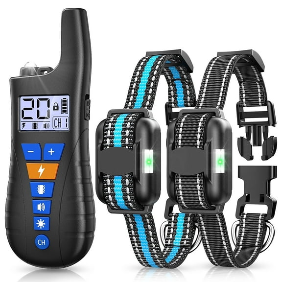USCAMEL Shock Collar for 2 Dogs, 2 in 1 Dog Training Collar with Remote, 20 Levels Electric Dog Collar for Large Dogs, Rechargeable Waterproof with 3 Modes, Beep Vibration, Shock