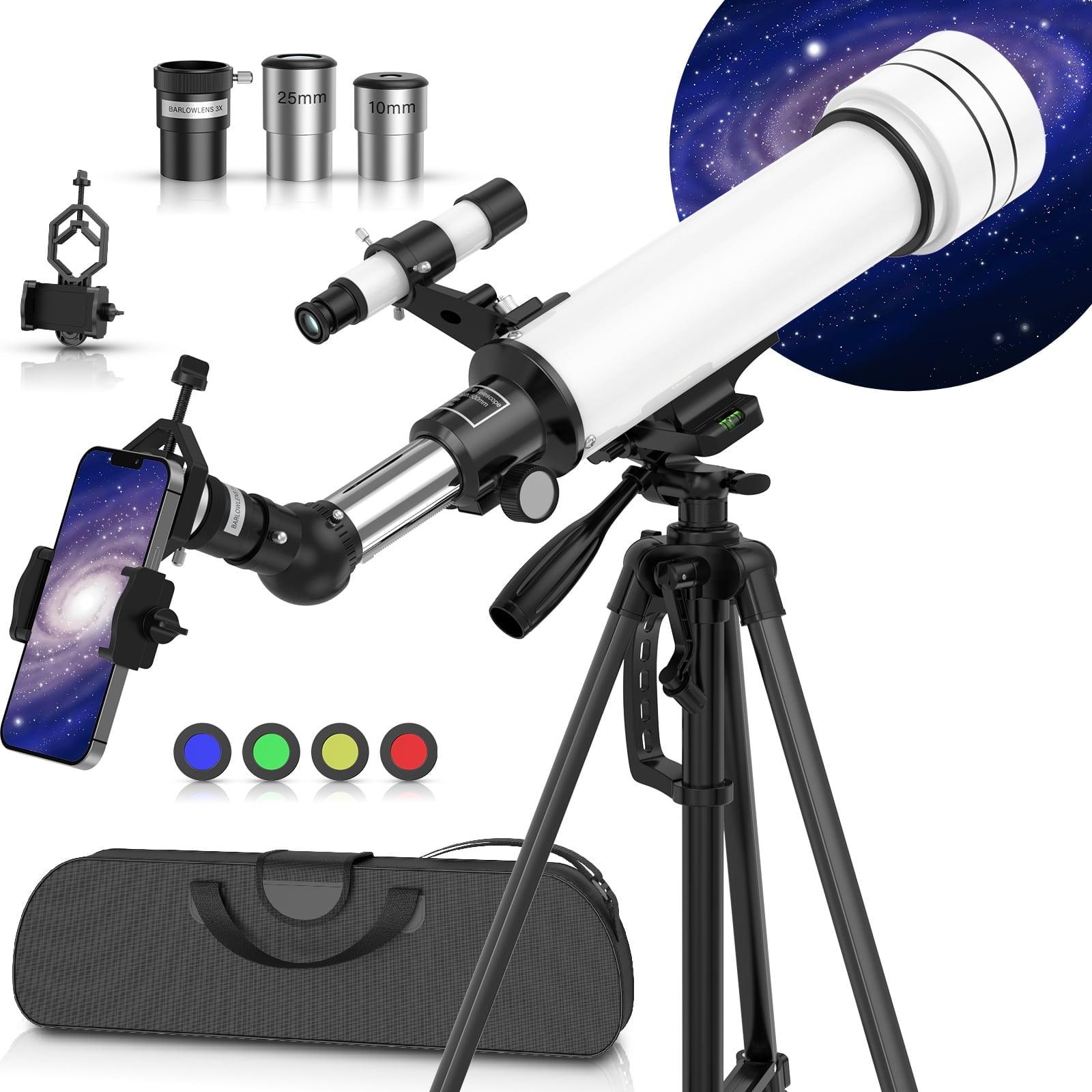 USCAMEL Telescope for Kid Adult, 500mm Telescope 70mm Aperture for Beginner, Refractor Telescope 2 Eyepieces, 150X Telescope for Astronomy & Sight Seeing