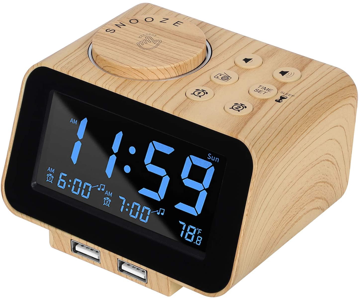 USCCE Digital Alarm Clock Radio - 0-100% Dimmer, Dual Alarm with ...