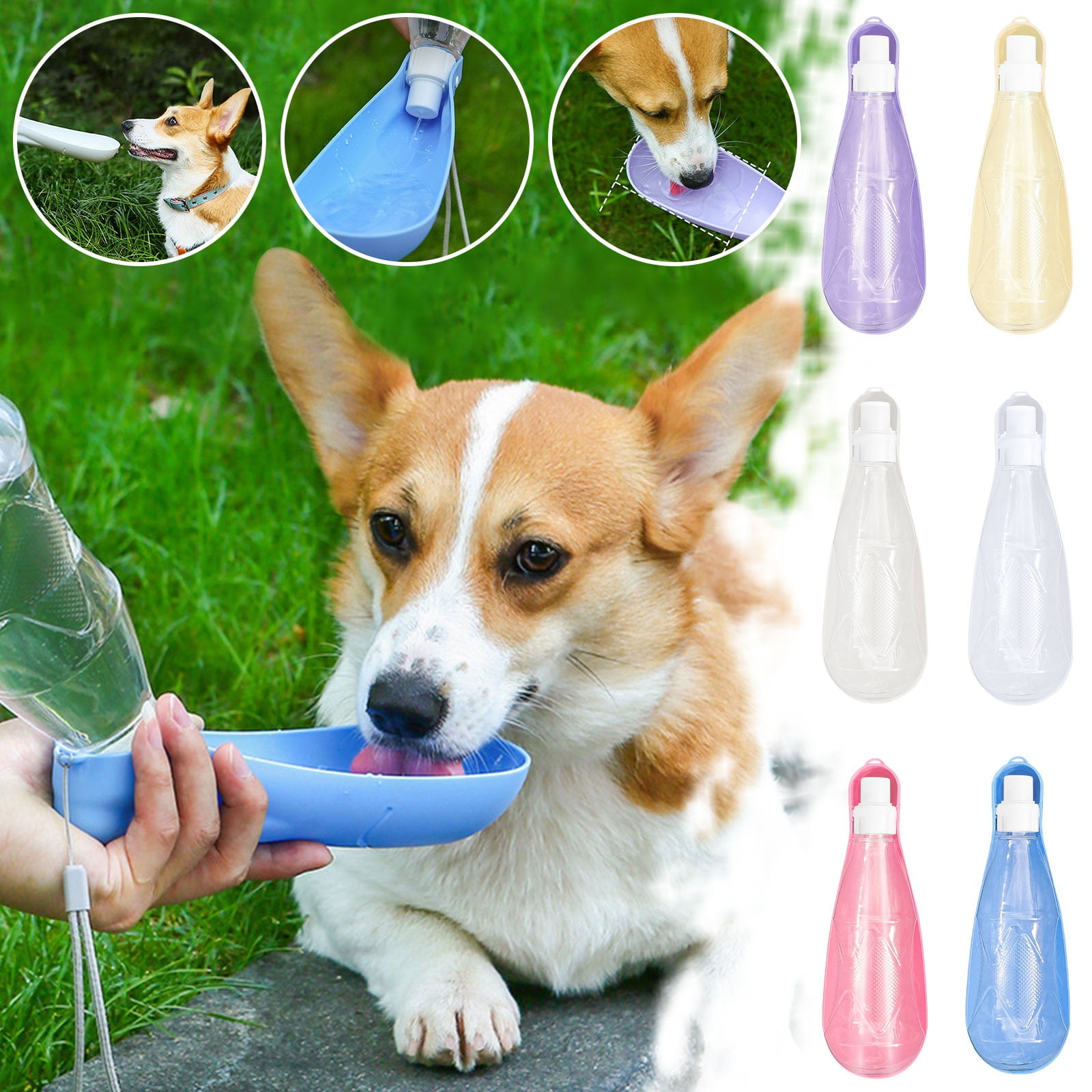 USCCE Portable Water Dispenser with Food Bottles for Cats and Dogs