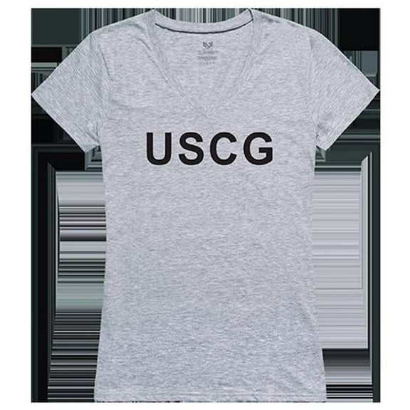 USCG Graphic V-Neck T-Shirt, Heather Gray - Extra Large