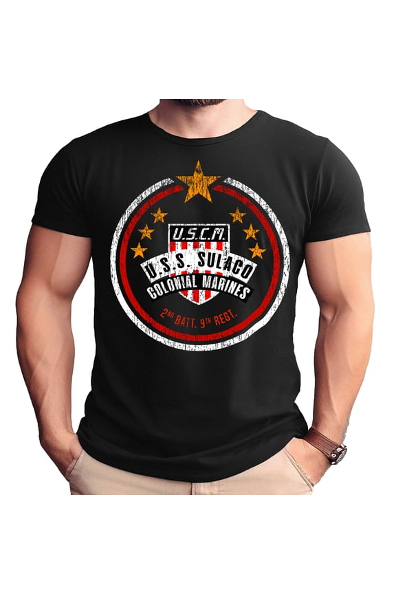 USCM Colonial Marines Distressed Adult T-Shirt-Small-Black