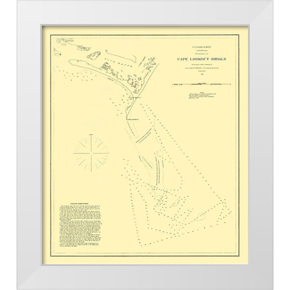 USCS 12x13 White Modern Wood Framed Museum Art Print Titled - Cape Lookout Shoals - USCS 1864