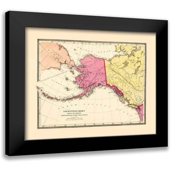 USCS 14x12 Black Modern Framed Museum Art Print Titled - Alaska, British Territories, Siberia - USCS 1873