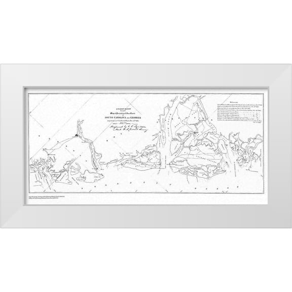 USCS 14x9 White Modern Wood Framed Museum Art Print Titled - South Carolina Georgia Coast - USCS 1861