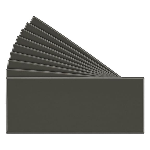 USCT 3x6 Ceramic Subway Tile Gloss (Shinny) Box of 10 Pieces for Bathroom Wall Shower Kitchen Backsplash (Dark Gray)
