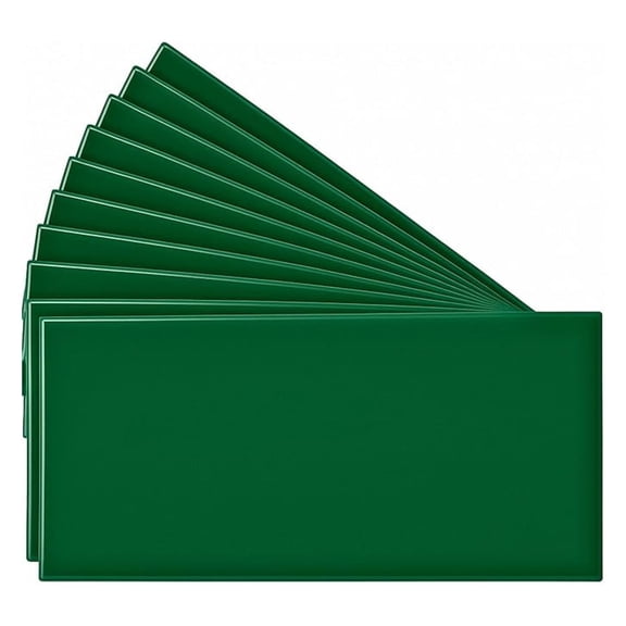 USCT 3x6 Ceramic Subway Tile Gloss (Shinny) Box of 10 Pieces for Bathroom Wall Shower Kitchen Backsplash (Kelly Green)