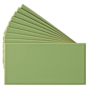 USCT 3x6 Ceramic Subway Tile Gloss (Shinny) Box of 10 Pieces for Bathroom Wall Shower Kitchen Backsplash (Olive Green)