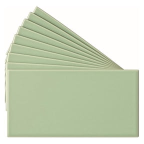 USCT 3x6 Ceramic Subway Tile Gloss (Shinny) Box of 10 Pieces for Bathroom Wall Shower Kitchen Backsplash (Spring Green)