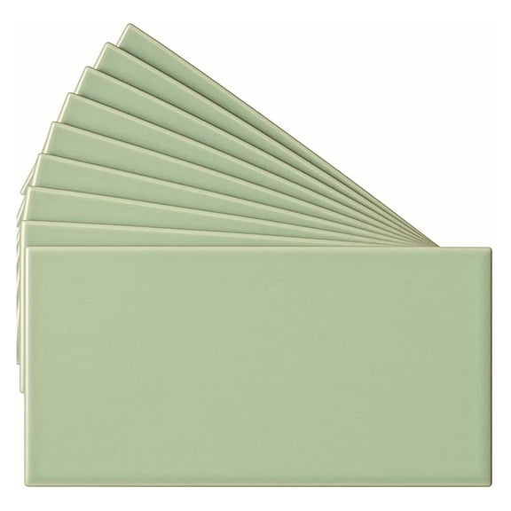 USCT 3x6 Ceramic Subway Tile Gloss (Shinny) Box of 10 Pieces for Bathroom Wall Shower Kitchen Backsplash (Spring Green)