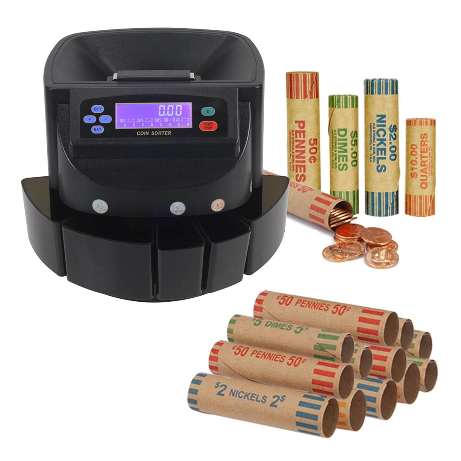 USD Coin Counter Machine Electronic Automatic Coin Sorter And Wrapper ...