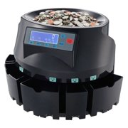 USD Coin Counter & Sorter Machine, Automatic Coin Counting with LCD Display, Sorts 1/5/10/25 Cents & $1 Coins, 300/Min, 2000 Coin Capacity, 5 Bins & Tubes