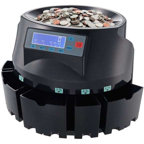 USD Coin Sorter Coin Counter Wrapper and Roller 300 Coins/min LCD Display