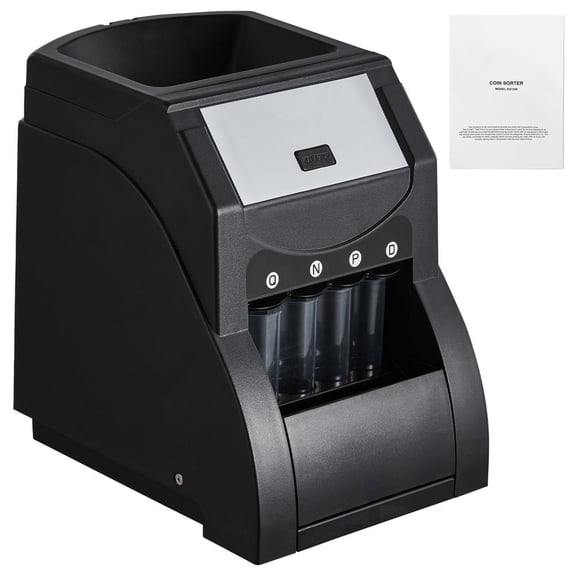 USD Coin Sorter, Coin Sorter Machine for USD Coin 1/5/10/25 cents, Sorts up to 230 Coins/min, Coin Sorter and Wrapper Machine Holds 200 Coins, includes 4 Coin Tubes, Black