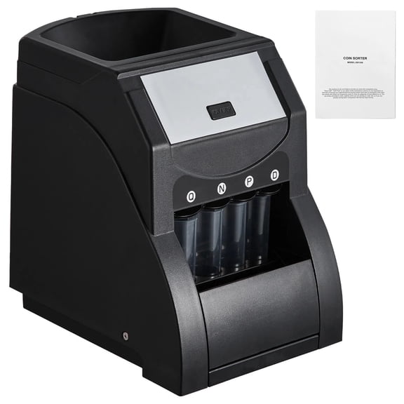 USD Coin Sorter, Coin Sorter Machine for USD Coin, Coin Sorter and Wrapper Machine Holds 200 Coins, includes 4 Coin Tubes, Black