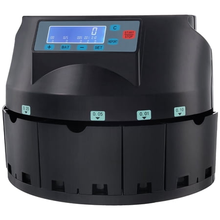 USD Coin Sorter Machine - 300 Coins/min Counter, Wrapper & Roller with LCD Display for Easy Counting