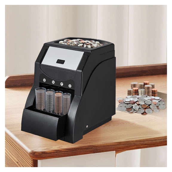 Coin Sorter Machine for Pennies, Nickels, Dimes, Quarters - High Speed 230 Coins/Min, 200 Coin Capacity, with 4 Coin Tubes - Automatic Coin Counter & Wrapper