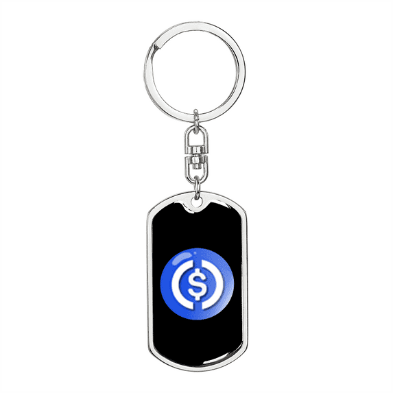 USD Coin (USDC Crypto Cryptocurrency Stainless Steel or 18k Gold Premium Swivel Dog Tag Keychain