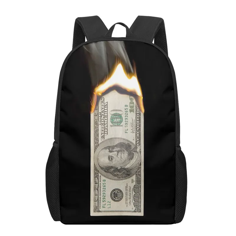 USD dollar money 3D Pattern School Bag for kids girls boys bags for books Casual backpack for kids boys girls bagpack bags Walmart