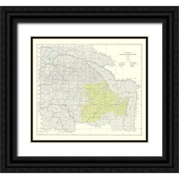 USDA 28x26 Black Ornate Wood Framed with Double Matting Museum Art Print Titled - Clearwater National Forest Idaho - USDA 1961