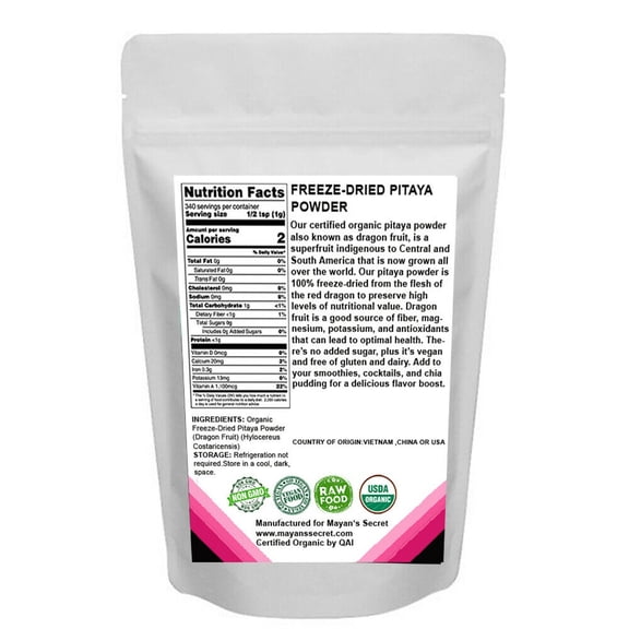 USDA Certified Organic Freeze - Dried Pitaya Powder Dragon Fruit