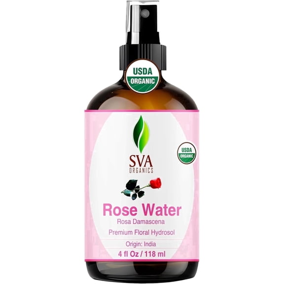 SVA Rose Water 4oz (118 ml) Refreshing Rose Water Spray for Skin Care, Skin Hydration, Bath, Soaps, Haircare & Aromatherapy