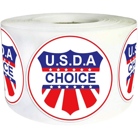 USDA Choice Beef Labels Adhesive 1.5in 500 Pack Vinyl Meat Grade Tags