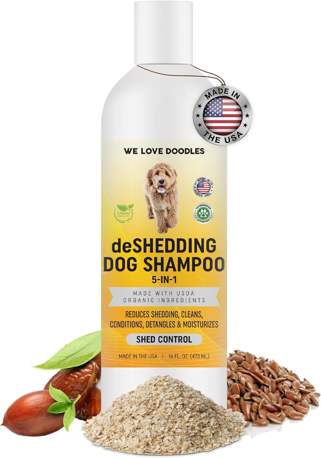 USDA Organic 5-in-1 Deshedding Dog Shampoo & Conditioner, Infuses Skin ...