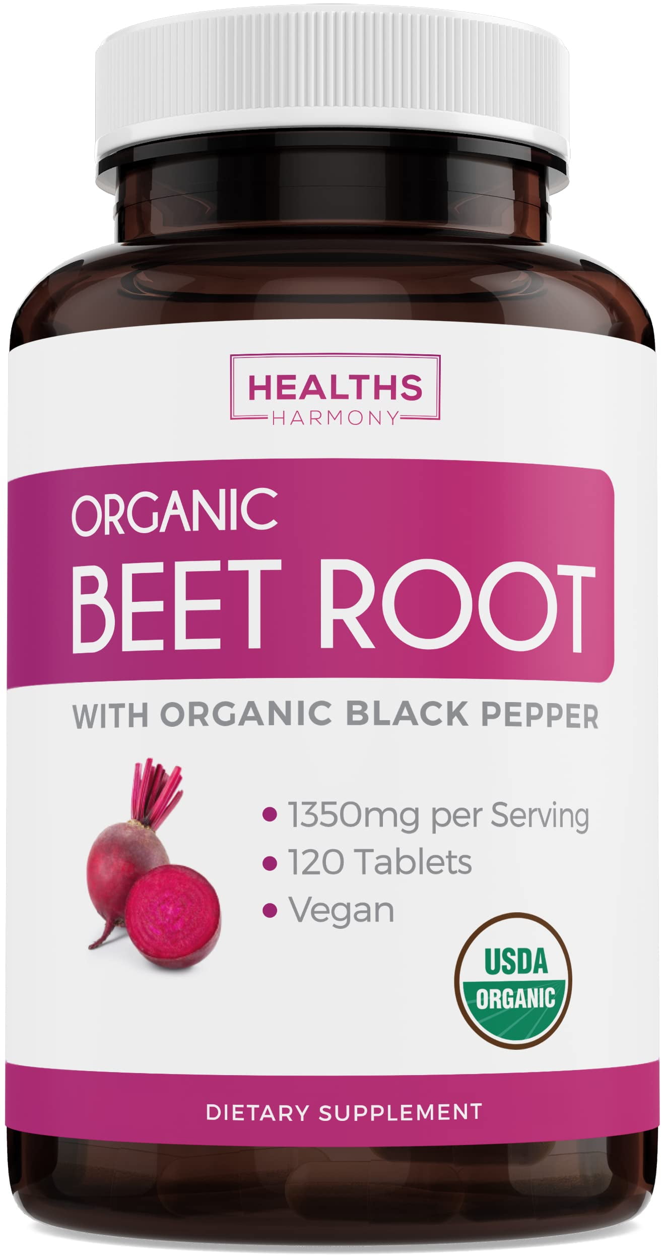 USDA Organic Beet Root Powder (120 Tablets) 1350mg Beets Per Serving