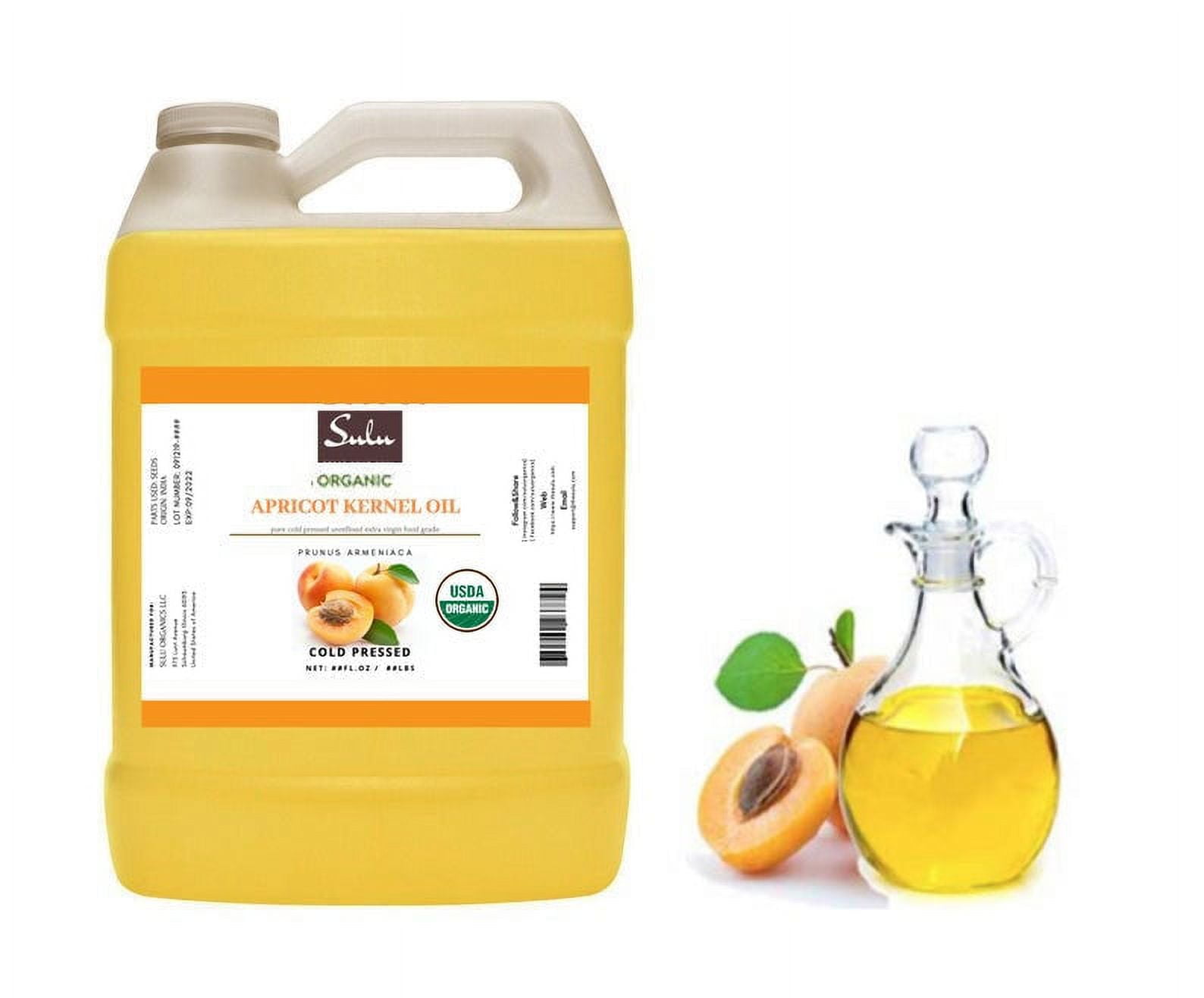 USDA Organic Cold Pressed Unrefined Apricot Kernel Oil (64 oz
