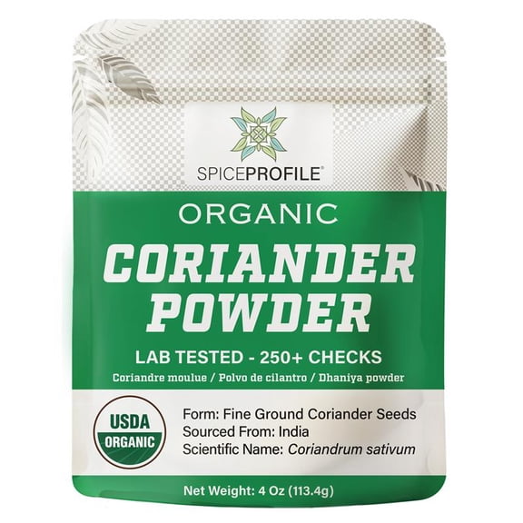 USDA Organic Coriander Powder (4 oz) Spice Profile Freshly Ground Dhaniya & Cilantro Molido, Lab Tested for Purity