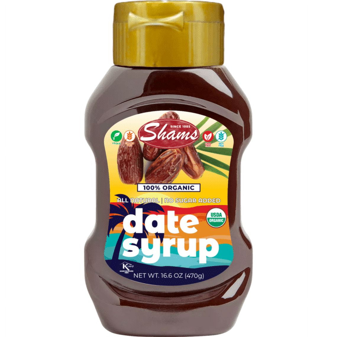 USDA Organic Date Syrup Squeeze Bottle 16.6 oz Shams
