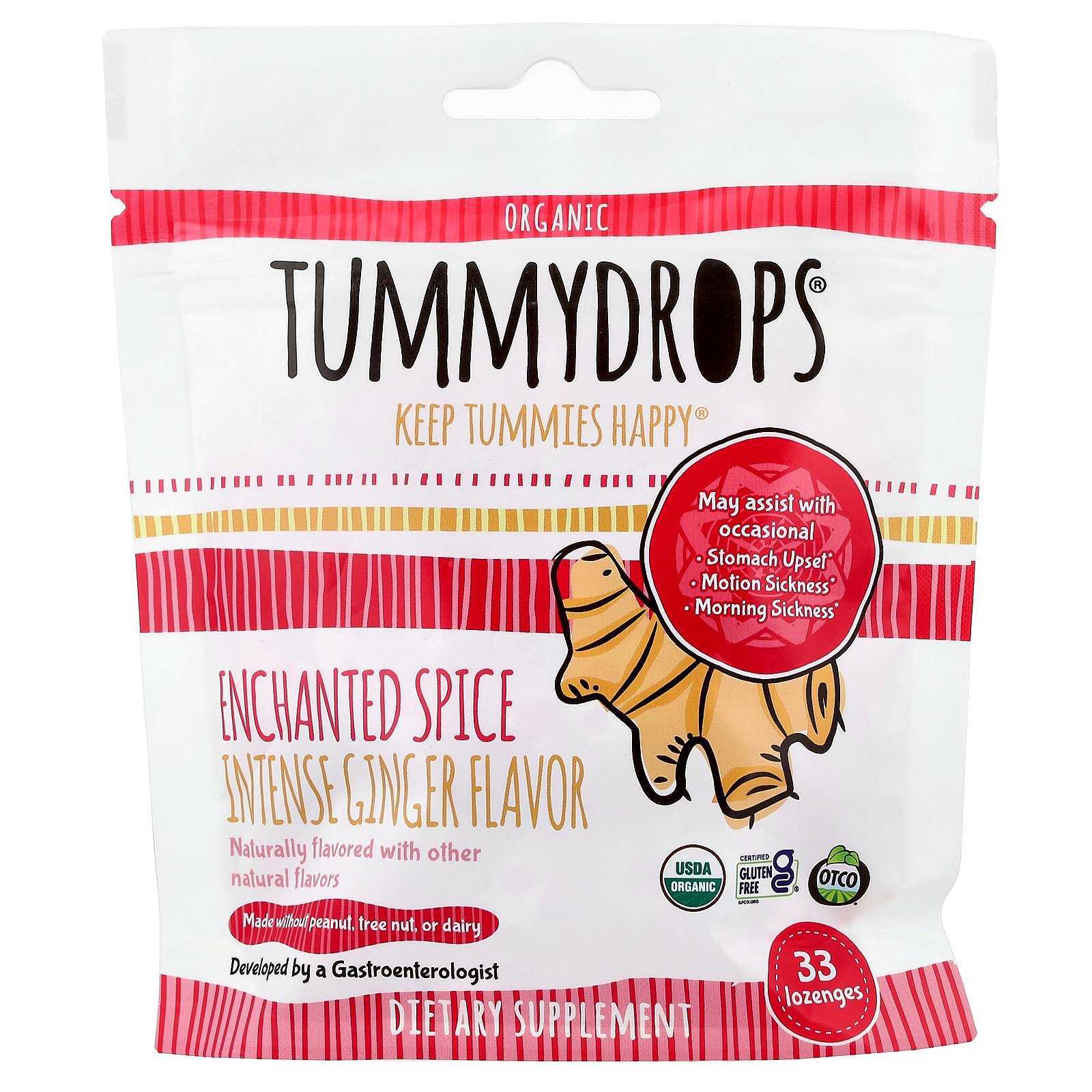USDA Organic Enchanted Spice Intense Ginger Tummydrops, Certified Organic & Gluten Free (Our Spiciest Tummydrop)