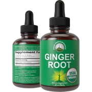 USDA Organic Ginger Root Extract Liquid Drops. Zero Sugar, Non Bitter Vegan Ginger Oil Supplement For Immune, Digestive + Gut Support. High Bioavailability, Gluten Free For Women and Men. Take Orally