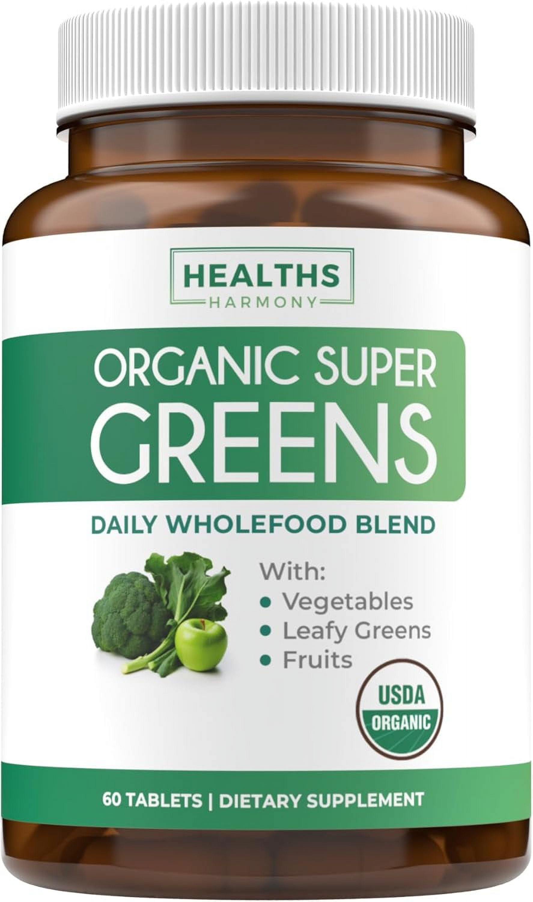 Healths Harmony Organic Super Greens Complete Superfood Immune Support Supplement, 60 Tablets