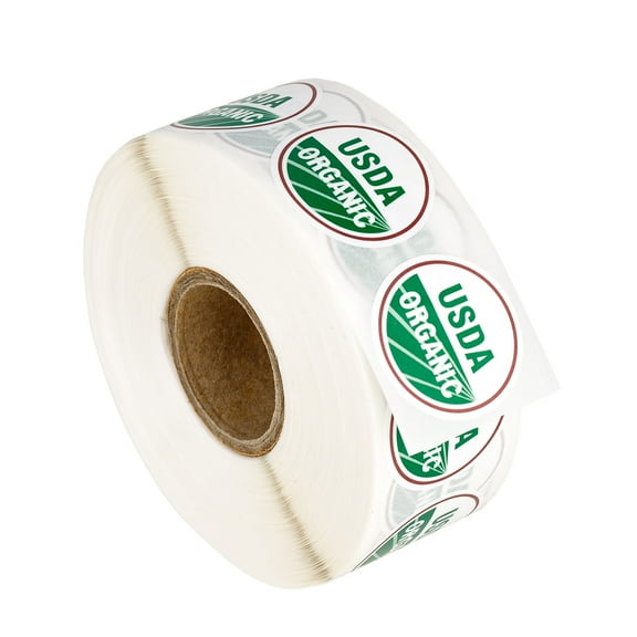 USDA Organic Labels, 1 Inch Diameter Circles, 1000 labels per roll, 35 rolls